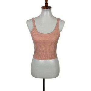 Calé Ribbed Knit Crop Tank Top Blush‎ Pink Minimalist Aesthetic M Made In Canada